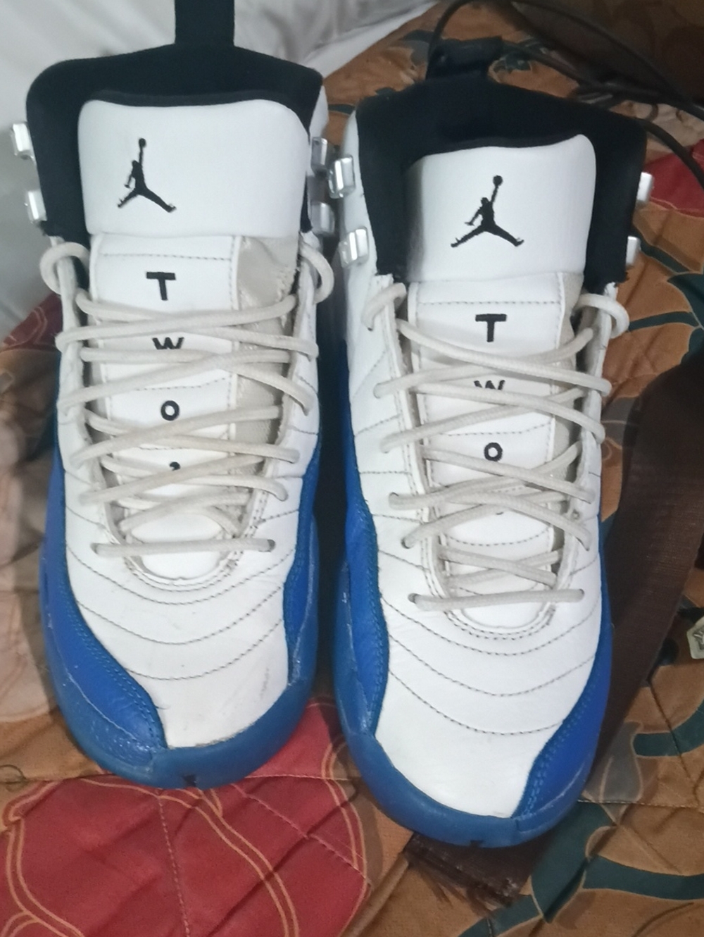 Jordan Men’s Two-Color High-Top Sneakers in White and Blue